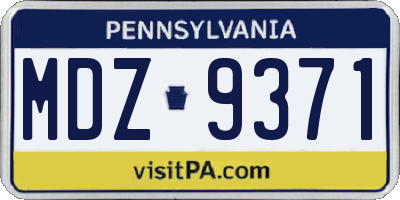 PA license plate MDZ9371