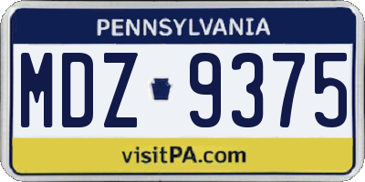 PA license plate MDZ9375
