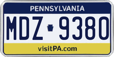 PA license plate MDZ9380