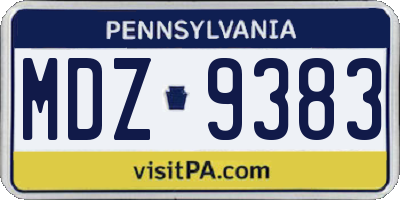 PA license plate MDZ9383