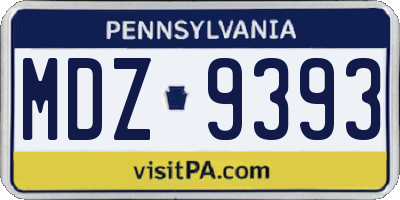 PA license plate MDZ9393
