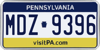 PA license plate MDZ9396
