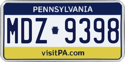 PA license plate MDZ9398