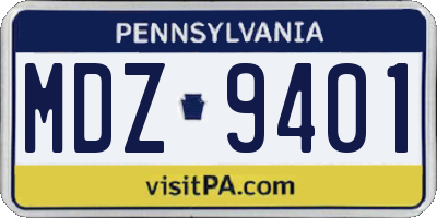 PA license plate MDZ9401