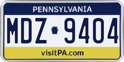 PA license plate MDZ9404