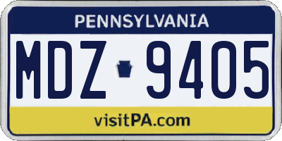 PA license plate MDZ9405