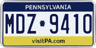 PA license plate MDZ9410