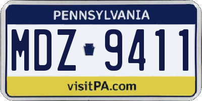 PA license plate MDZ9411