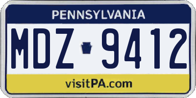 PA license plate MDZ9412