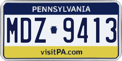 PA license plate MDZ9413