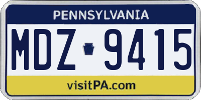PA license plate MDZ9415