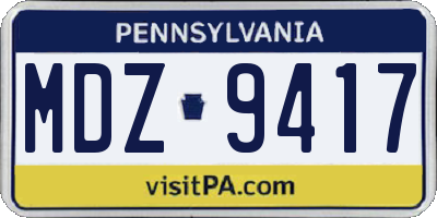 PA license plate MDZ9417