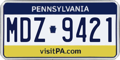 PA license plate MDZ9421