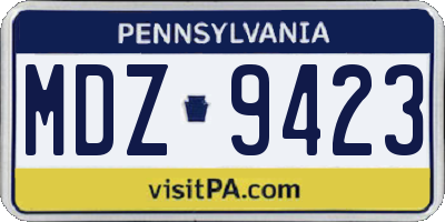 PA license plate MDZ9423
