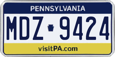 PA license plate MDZ9424