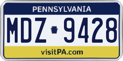 PA license plate MDZ9428