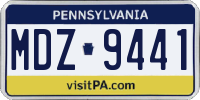 PA license plate MDZ9441