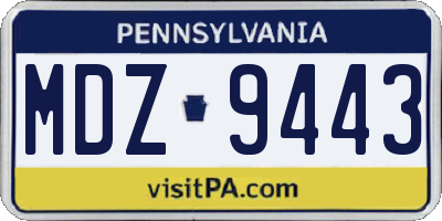 PA license plate MDZ9443