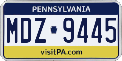 PA license plate MDZ9445