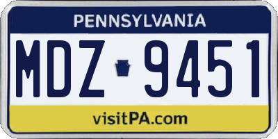 PA license plate MDZ9451