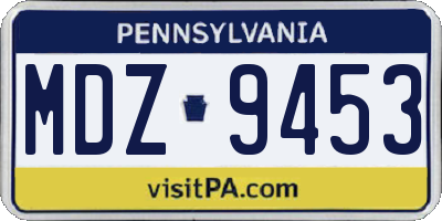 PA license plate MDZ9453