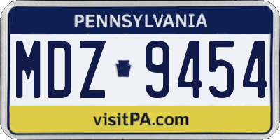 PA license plate MDZ9454