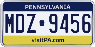 PA license plate MDZ9456