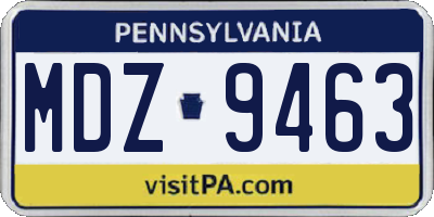 PA license plate MDZ9463
