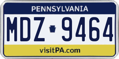 PA license plate MDZ9464