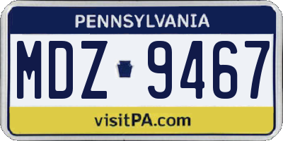 PA license plate MDZ9467