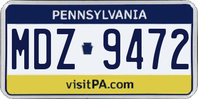 PA license plate MDZ9472