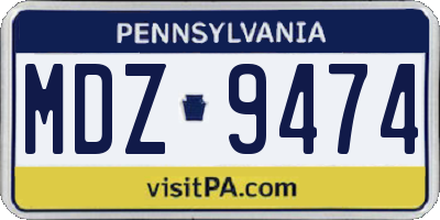 PA license plate MDZ9474