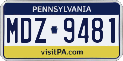 PA license plate MDZ9481