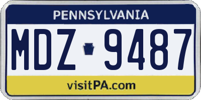 PA license plate MDZ9487