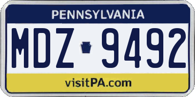 PA license plate MDZ9492