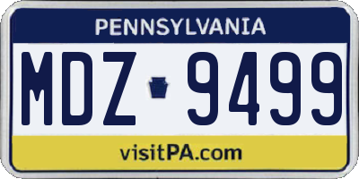 PA license plate MDZ9499