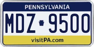 PA license plate MDZ9500