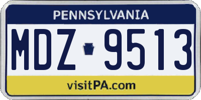 PA license plate MDZ9513