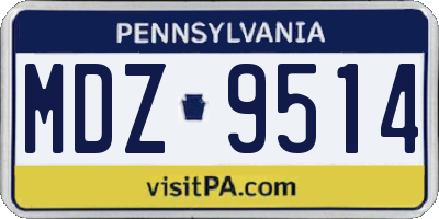PA license plate MDZ9514