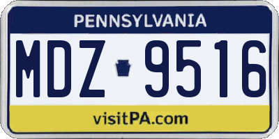 PA license plate MDZ9516