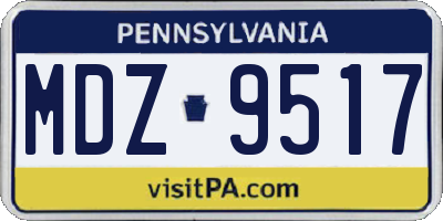 PA license plate MDZ9517