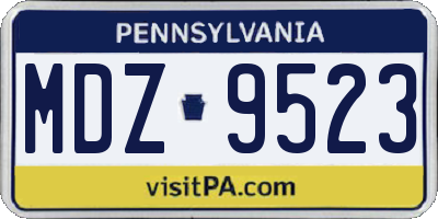 PA license plate MDZ9523
