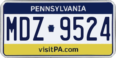 PA license plate MDZ9524
