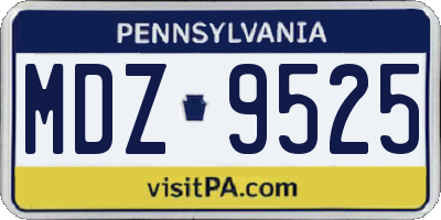 PA license plate MDZ9525