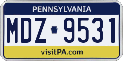 PA license plate MDZ9531