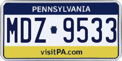 PA license plate MDZ9533