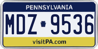 PA license plate MDZ9536