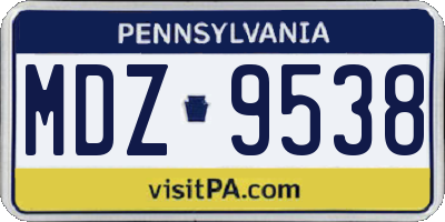 PA license plate MDZ9538