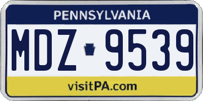 PA license plate MDZ9539