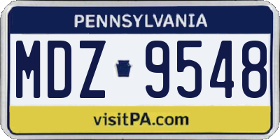 PA license plate MDZ9548
